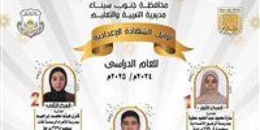 مبروك للشطار...رسميًا أسماء أوائل الشهادة الإعدادية 2025 في جنوب سيناء "صور" - الهلال الإخباري